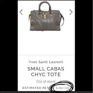 Authentic SAINT LAURENT Calfskin Small Classic Y Cabas Grey